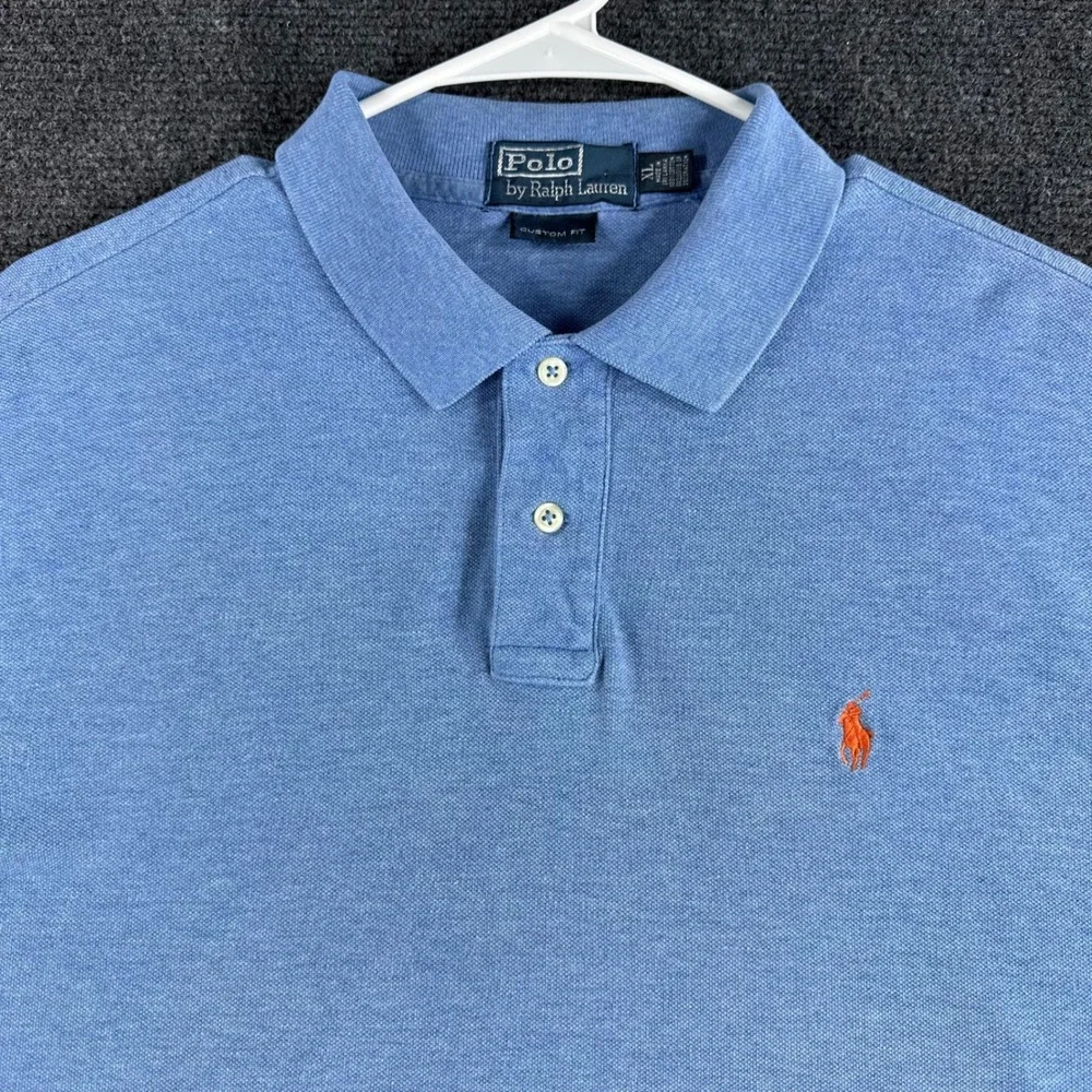 Polo Ralph Lauren Polo Shirt Mens XL Extra Large Blue Custom Fit Pony Logo Pique